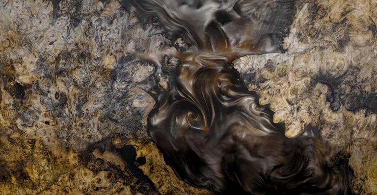 Epoxy resin panel with maple burl wood