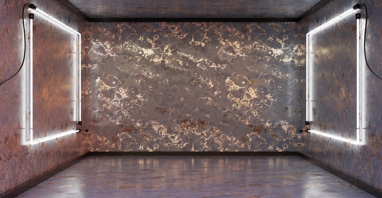 Neon sign on cement wall