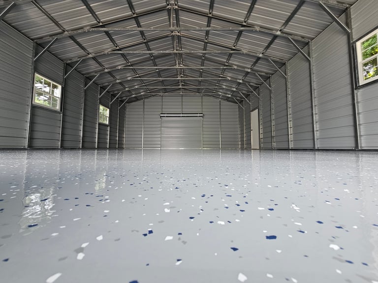 Epoxy floor coating for garage and pole barn